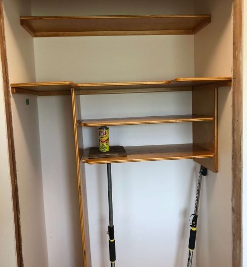 Custom shelves being stained