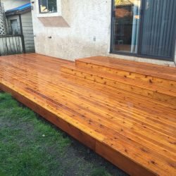 new cedar deck with 3 coats of stain
