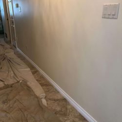 new baseboard and door trim installed