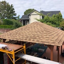 new tan coloured shingles to match the gazebo structure
