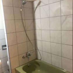 new tiled shower walls and tiled wainscotting to match
