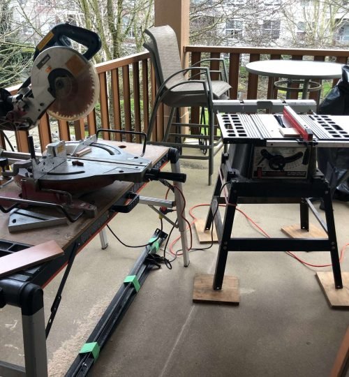 Tools Set Up To Cut Flooring